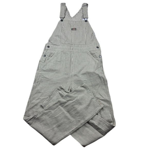 Dickies Women’s Pinstripe Service Bib Overalls Size Medium - Picture 1 of 5